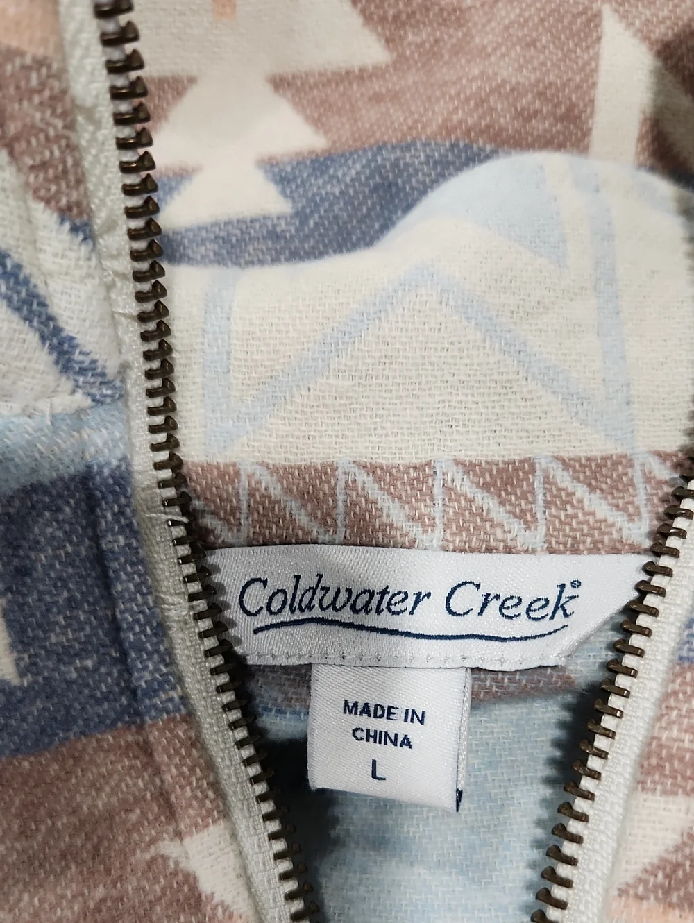 NWOT. Coldwater Creek Southwestern Aztec Quater Zip Pullover Boho Western